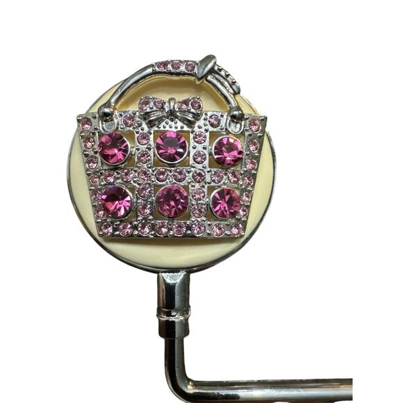 SPRING STREET PURSE HOOK PINK RHINESTONE HANDBAG DESIGN HANDBAG HANGER - Picture 2 of 4